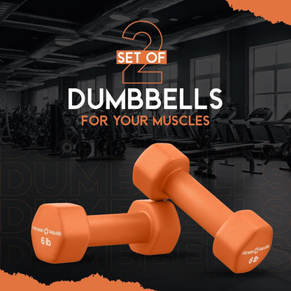 Neoprene Dumbbell Set of 2, Non-Slip, Hex Shape, Free Weights for Muscle Toning and Strength Building - Portable Home Gym Hand Weights