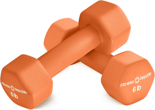 Neoprene Dumbbell Set of 2, Non-Slip, Hex Shape, Free Weights for Muscle Toning and Strength Building - Portable Home Gym Hand Weights