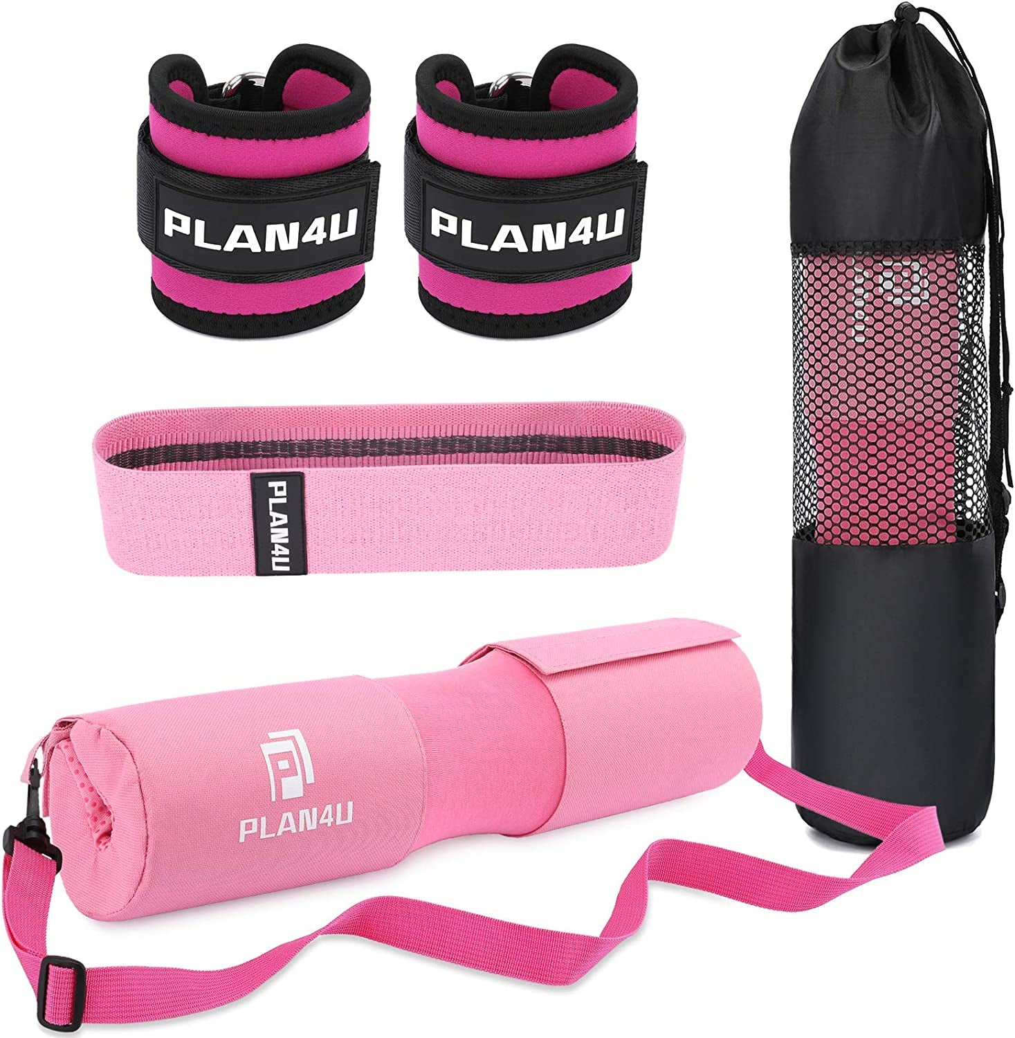 Barbell Pad Set for Squat Hip Thrusts Upgraded Anti-Slip Grain | Breathable, Workout Foam, Weight Lifting Bar Cushion, Shoulder Neck Support, Standard Olympic Bars, Smith Machine, Women/Men